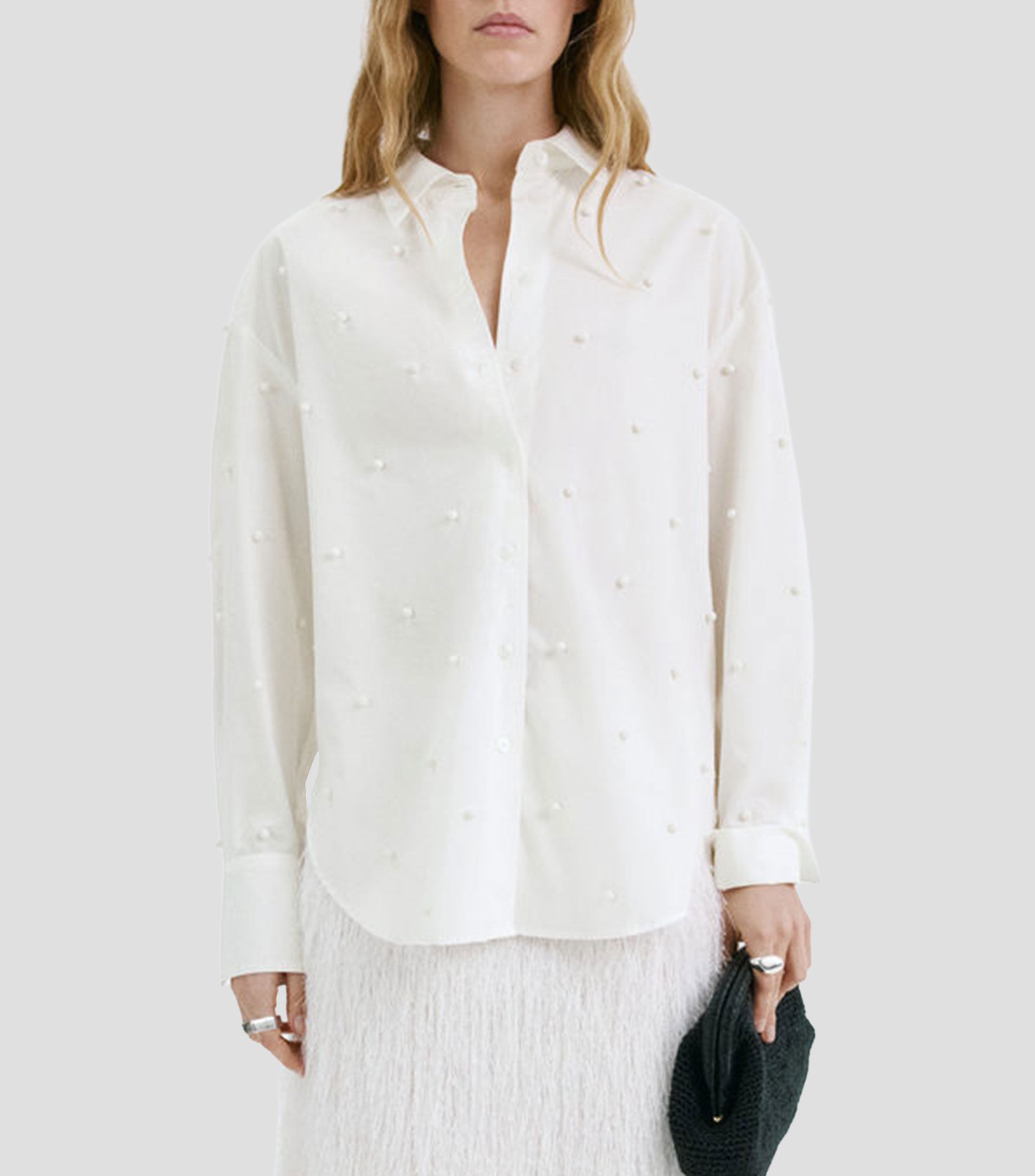 Camisa lisa manga larga Mujer